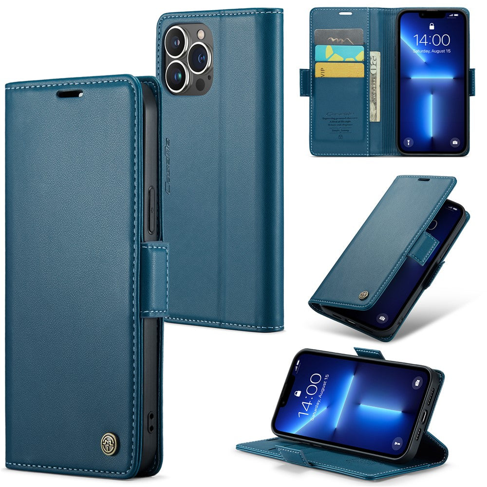 For iPhone 13 Pro Leather Case CASEME 023 RFID Blocking 3 Card Slot Mobile Cover