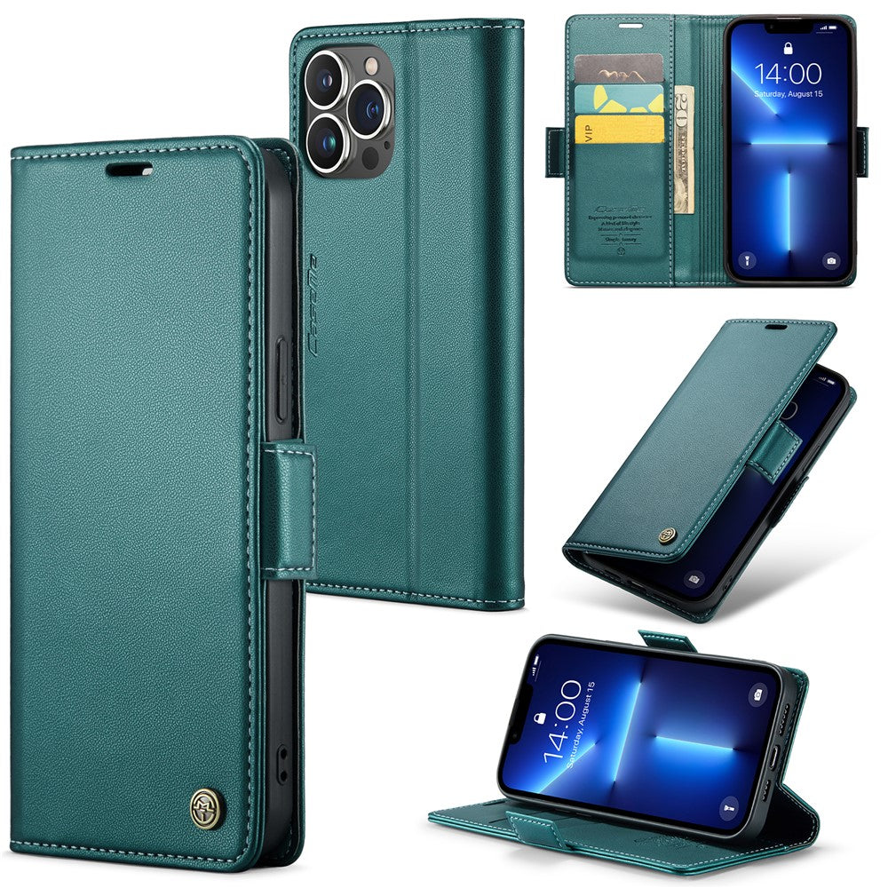 For iPhone 13 Pro Leather Case CASEME 023 RFID Blocking 3 Card Slot Mobile Cover