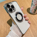 For iPhone 12 Pro Raised Bezel Electroplating Phone Cover Magnetic Charging Phone Case Shell