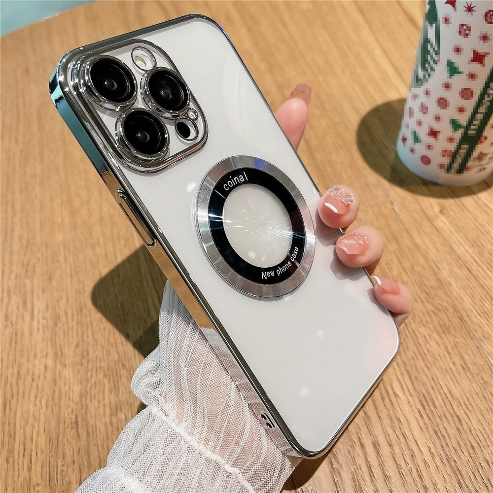 For iPhone 12 Pro Raised Bezel Electroplating Phone Cover Magnetic Charging Phone Case Shell