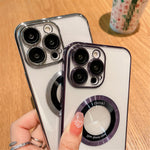 For iPhone 12 Pro Raised Bezel Electroplating Phone Cover Magnetic Charging Phone Case Shell