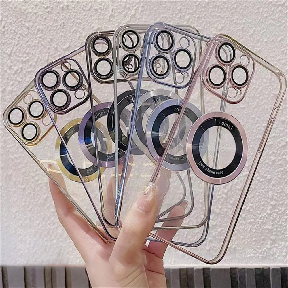 For iPhone 12 Pro Raised Bezel Electroplating Phone Cover Magnetic Charging Phone Case Shell