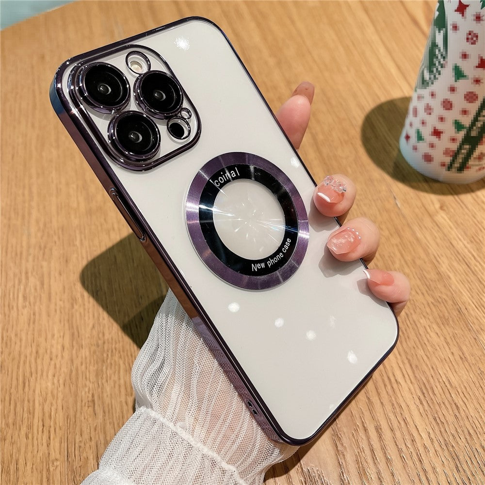 For iPhone 12 Pro Raised Bezel Electroplating Phone Cover Magnetic Charging Phone Case Shell