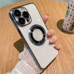 For iPhone 12 Pro Raised Bezel Electroplating Phone Cover Magnetic Charging Phone Case Shell