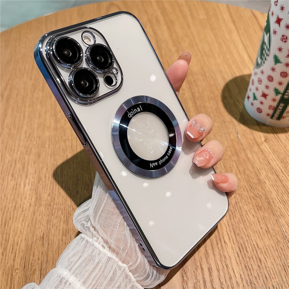 For iPhone 12 Pro Raised Bezel Electroplating Phone Cover Magnetic Charging Phone Case Shell