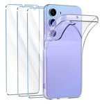 For Samsung Galaxy A54 5G Clear TPU Phone Case with 3Pcs 2.5D Arc Edge Tempered Glass Screen Film