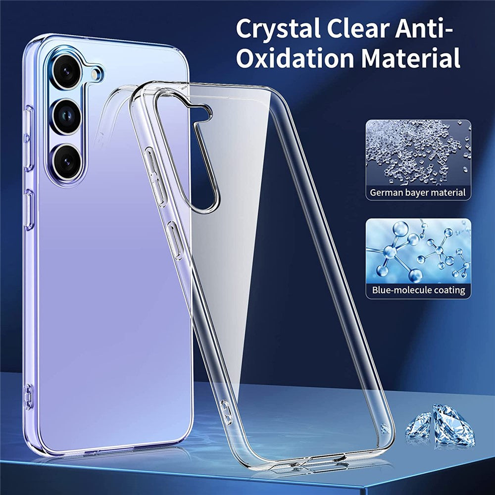 For Samsung Galaxy A54 5G Clear TPU Phone Case with 3Pcs 2.5D Arc Edge Tempered Glass Screen Film