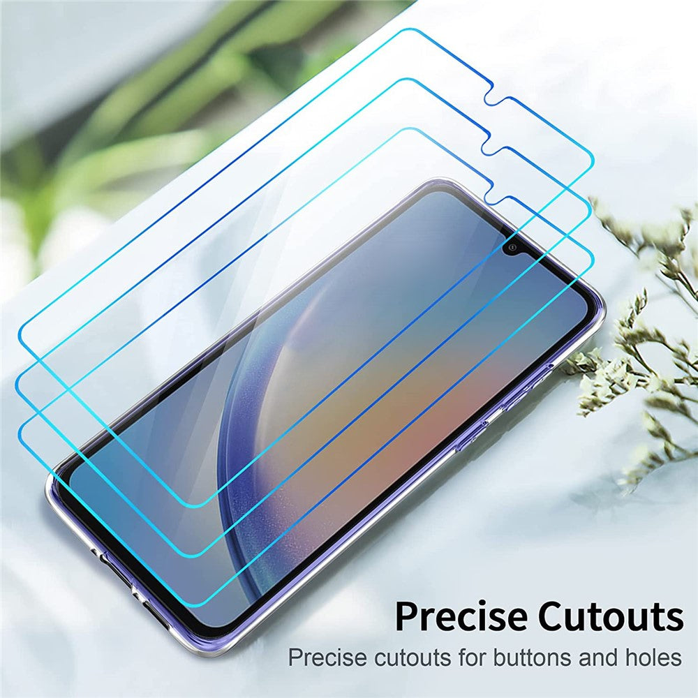 For Samsung Galaxy A54 5G Clear TPU Phone Case with 3Pcs 2.5D Arc Edge Tempered Glass Screen Film