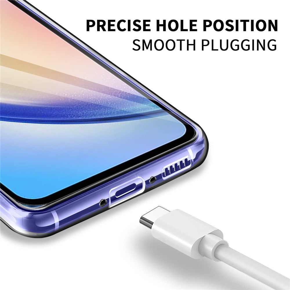 For Samsung Galaxy A54 5G Clear TPU Phone Case with 3Pcs 2.5D Arc Edge Tempered Glass Screen Film