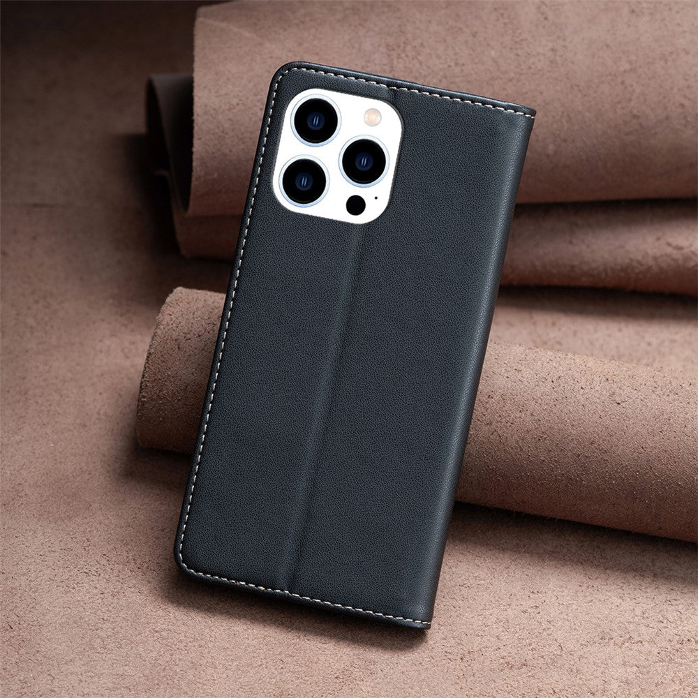 BINFEN COLOR BF18 For iPhone 13 Pro Max Cell Phone Case PU Leather Card Slot Stand Phone Cover