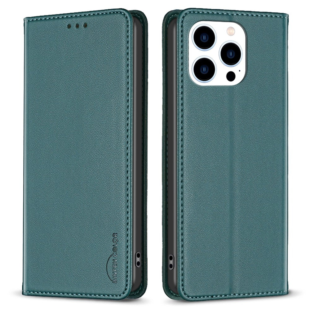 BINFEN COLOR BF18 For iPhone 13 Pro Max Cell Phone Case PU Leather Card Slot Stand Phone Cover