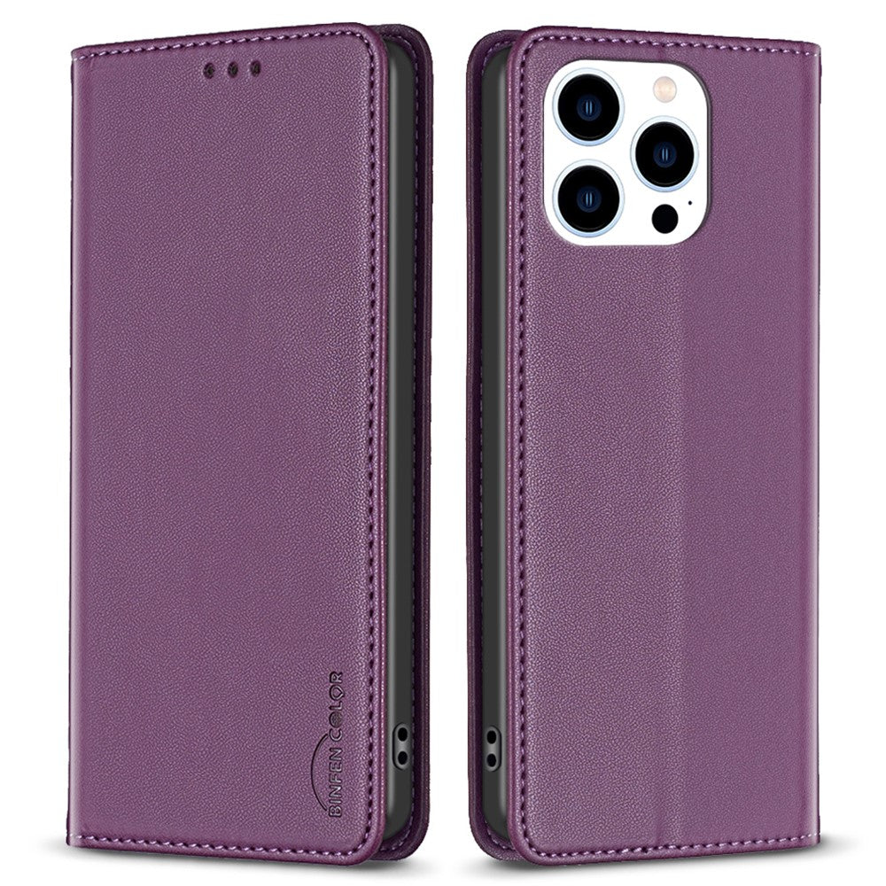 BINFEN COLOR BF18 For iPhone 13 Pro Max Cell Phone Case PU Leather Card Slot Stand Phone Cover