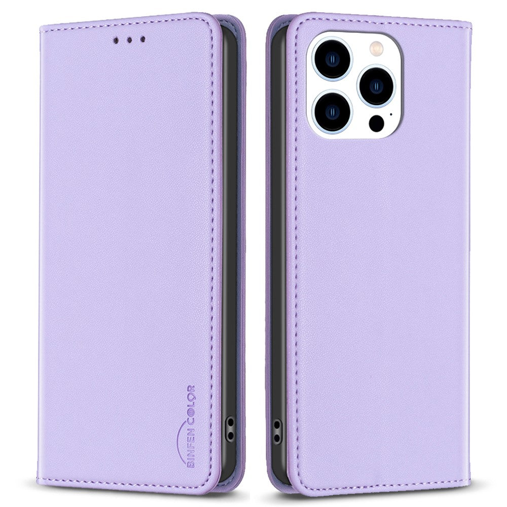 BINFEN COLOR BF18 For iPhone 13 Pro Max Cell Phone Case PU Leather Card Slot Stand Phone Cover