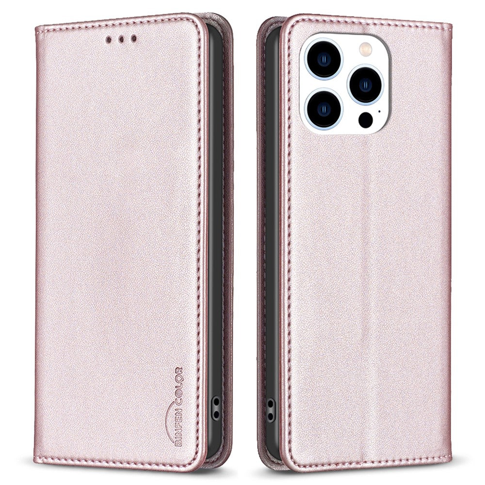 BINFEN COLOR BF18 For iPhone 13 Pro Max Cell Phone Case PU Leather Card Slot Stand Phone Cover