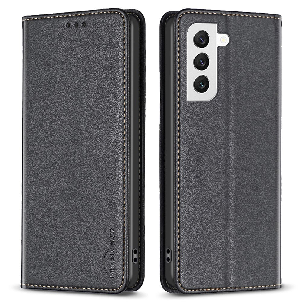 BINFEN COLOR BF18 För Samsung Galaxy S21+ 5G PU-läderfodral Korthållare Flipstativ Magnetiskt mobilskal
