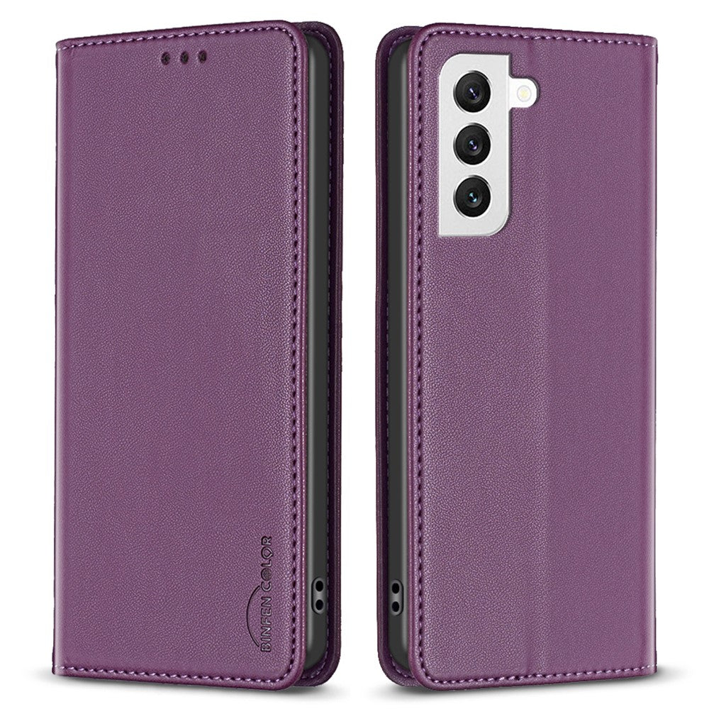 BINFEN COLOR BF18 PU-lædercover med kortholder, flipstativ og magnetisk mobilcover til Samsung Galaxy S21+ 5G