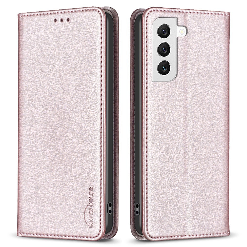 BINFEN COLOR BF18 För Samsung Galaxy S21+ 5G PU-läderfodral Korthållare Flipstativ Magnetiskt mobilskal