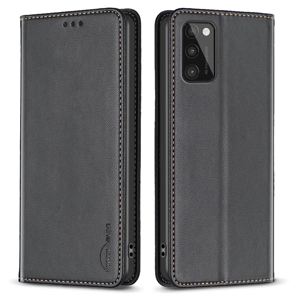 BINFEN COLOR BF18 Telefonlædercover til Samsung Galaxy A41 (Global Version) med Kortholder og Standerfunktion