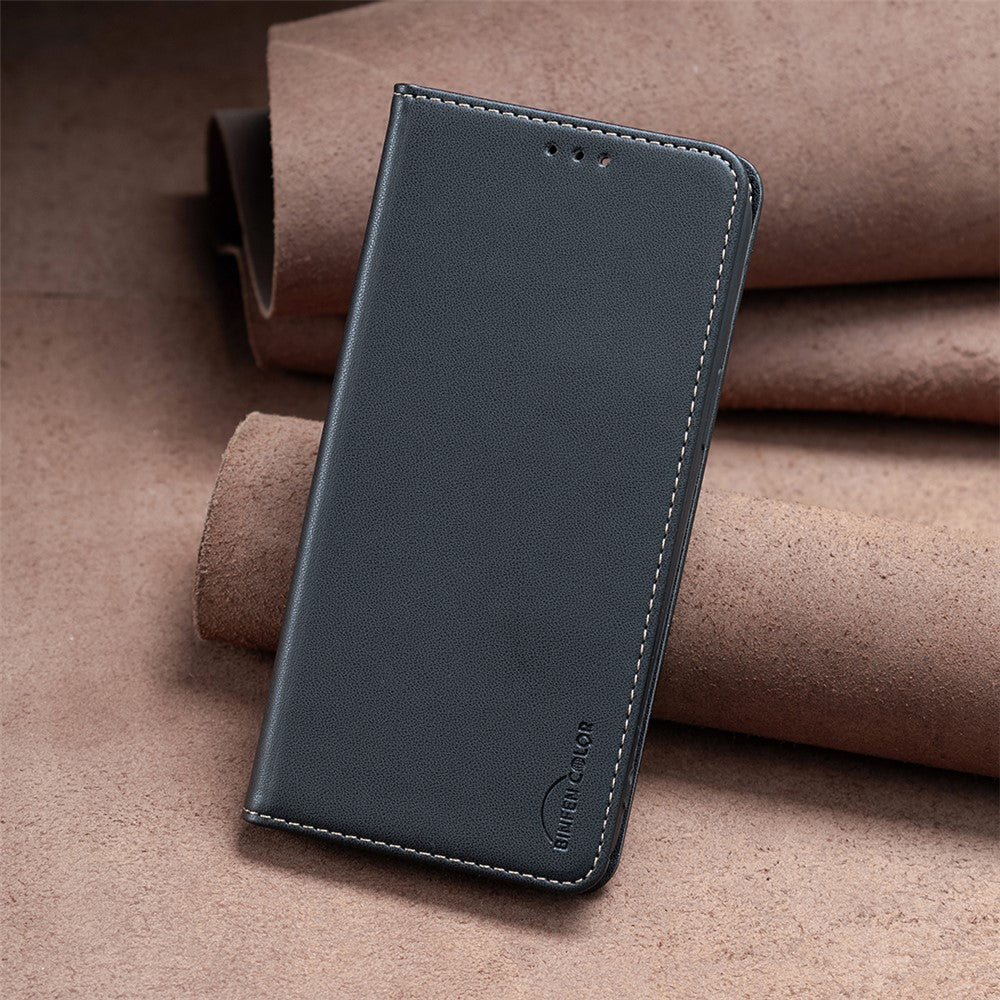 BINFEN COLOR BF18 Telefonlædercover til Samsung Galaxy A41 (Global Version) med Kortholder og Standerfunktion