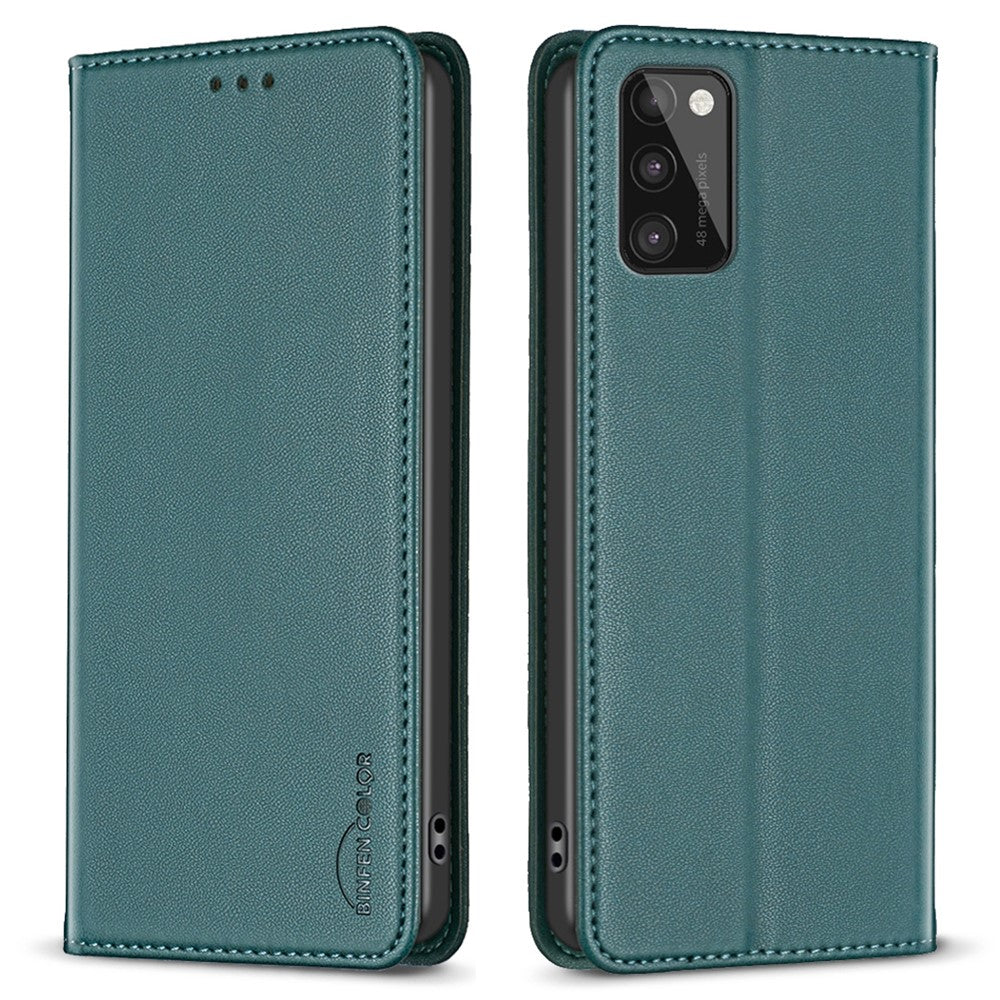 BINFEN COLOR BF18 Telefonlædercover til Samsung Galaxy A41 (Global Version) med Kortholder og Standerfunktion
