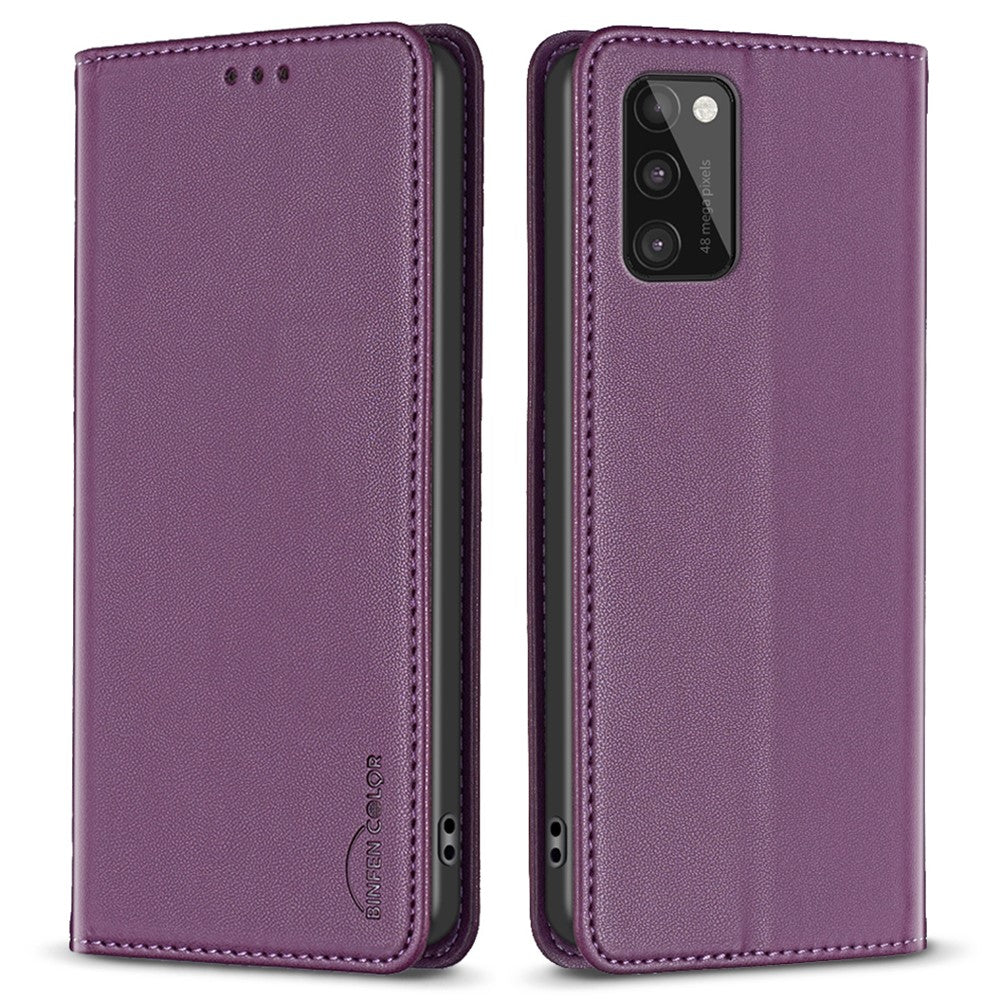 BINFEN COLOR BF18 Telefonlædercover til Samsung Galaxy A41 (Global Version) med Kortholder og Standerfunktion