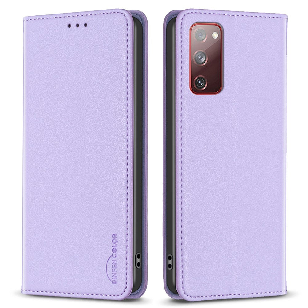 BINFEN COLOR BF18 för Samsung Galaxy S20 FE / S20 FE 5G / S20 FE 2022 / S20 Lite mobilskal Stativ Korthållare Läderfodral