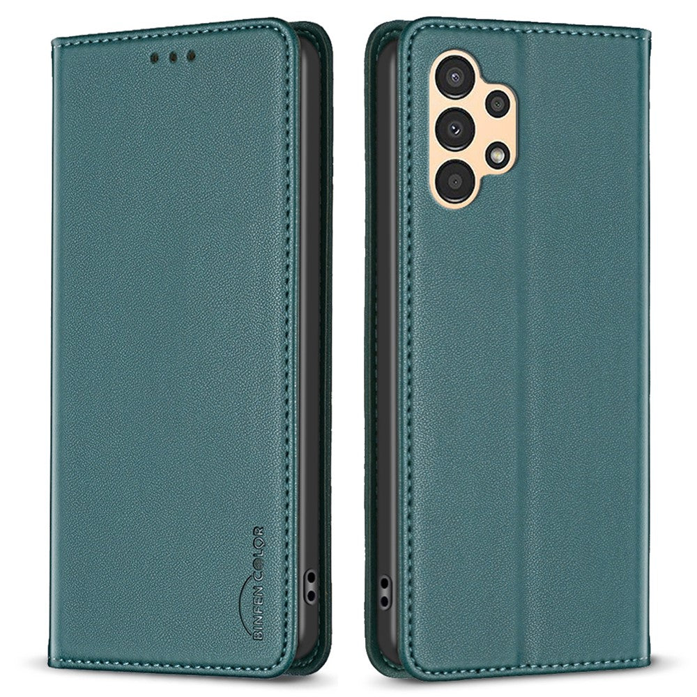 BINFEN COLOR BF18 PU-läderskal till Samsung Galaxy A13 4G / 5G, korthållare, magnetiskt fällbart mobilskal