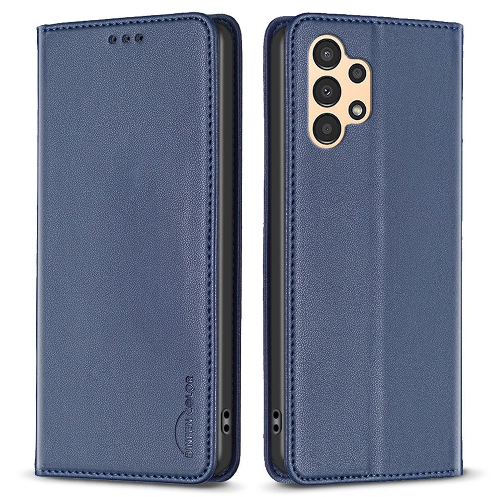 BINFEN COLOR BF18 PU-läderskal till Samsung Galaxy A13 4G / 5G, korthållare, magnetiskt fällbart mobilskal