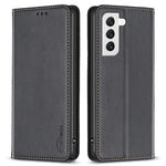 BINFEN COLOR BF18 til Samsung Galaxy S22 5G PU Læder Kortlomme Cover Stødsikkert Stativ Telefonetui