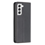 BINFEN COLOR BF18 til Samsung Galaxy S22 5G PU Læder Kortlomme Cover Stødsikkert Stativ Telefonetui