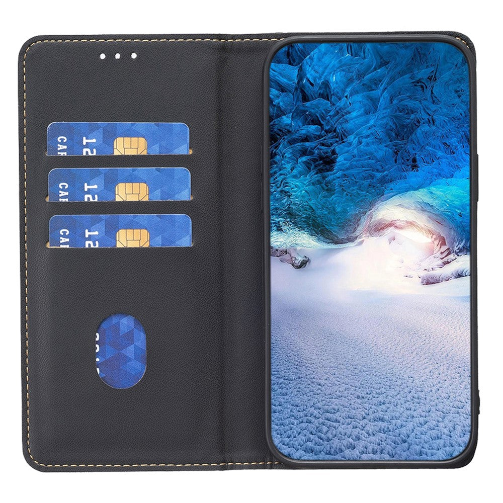 BINFEN COLOR BF18 til Samsung Galaxy S22 5G PU Læder Kortlomme Cover Stødsikkert Stativ Telefonetui