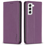 BINFEN COLOR BF18 til Samsung Galaxy S22 5G PU Læder Kortlomme Cover Stødsikkert Stativ Telefonetui