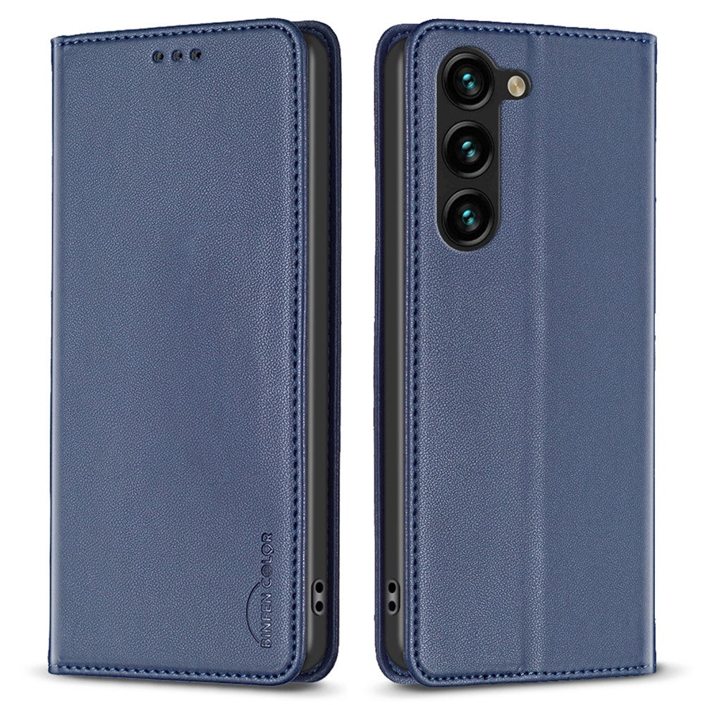 BINFEN COLOR BF18 For Samsung Galaxy S23 PU Leather Phone Case Card Slots Stand Folio Flip Cover