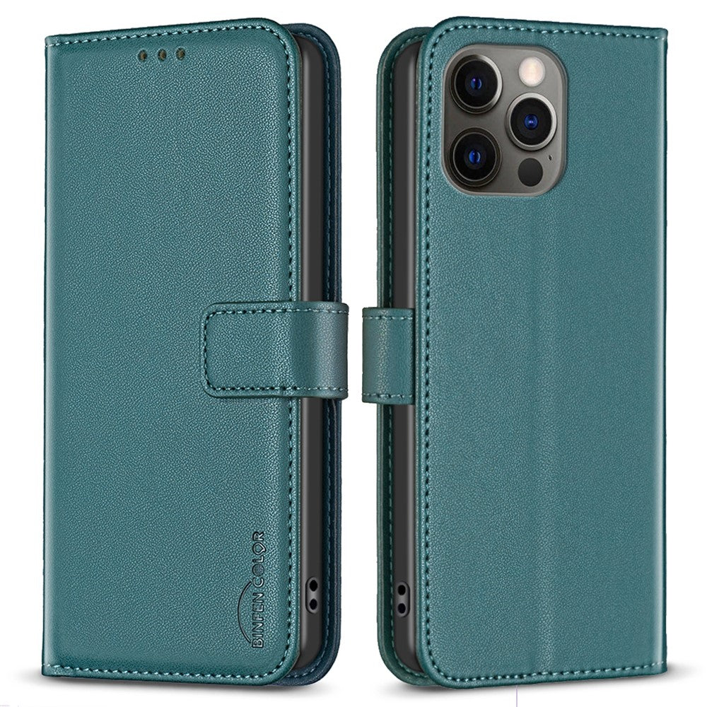 BINFEN COLOR BF17 For iPhone 12 Pro Max 6.7 inch Flip Leather Cover Wallet Stand Magnetic Phone Case