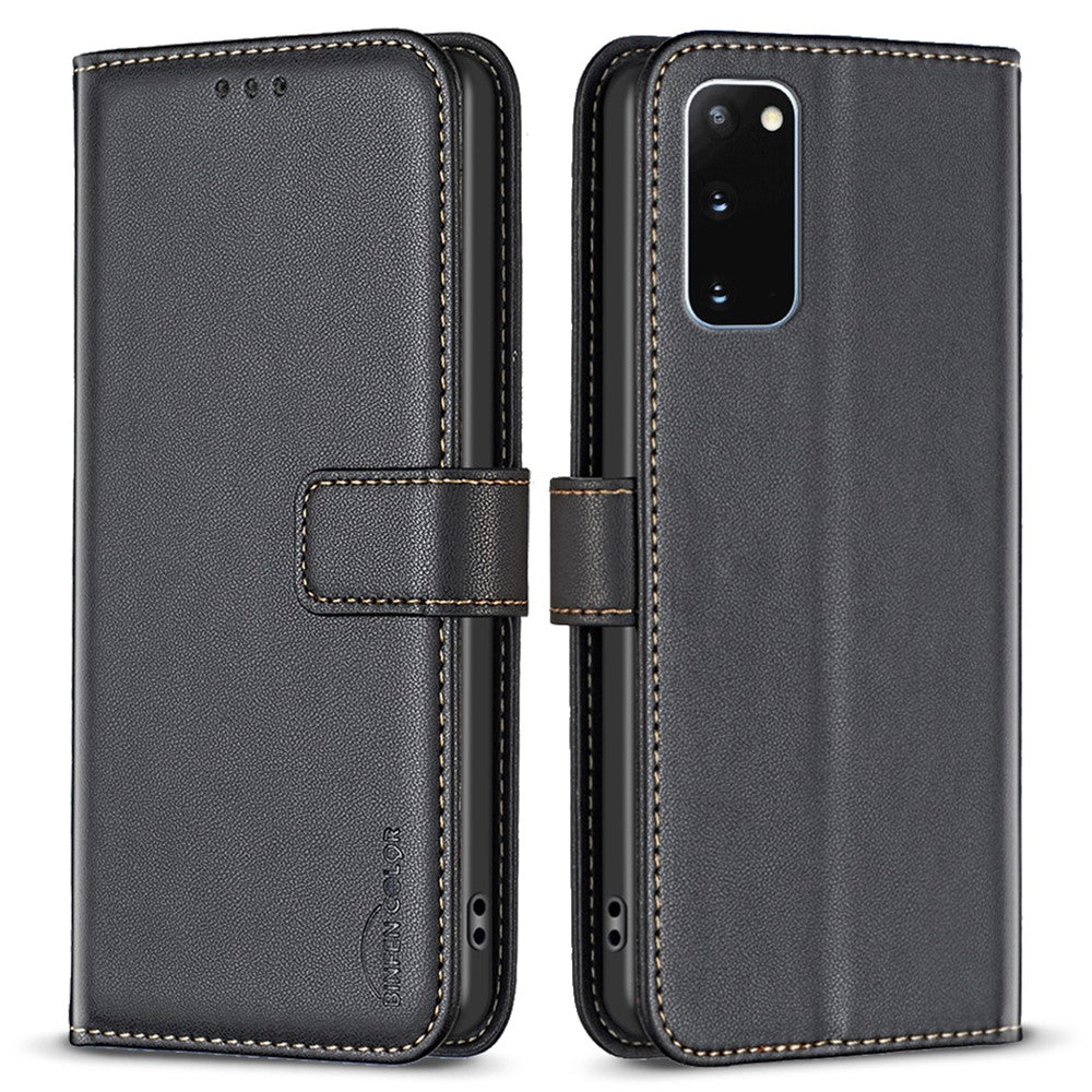 BINFEN COLOR BF17 For Samsung Galaxy S20 4G / 5G Flip Folio Wallet Cover PU Leather Stand Phone Case
