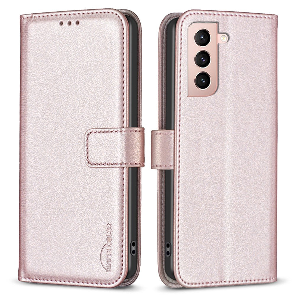 BINFEN COLOR BF17 For Samsung Galaxy S21 4G / 5G PU Leather Folio Cover Stand Wallet Flip Phone Case