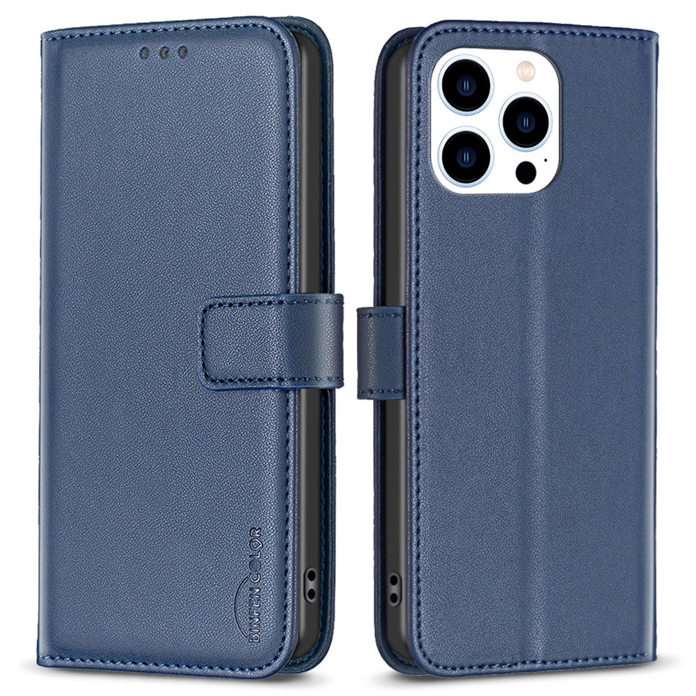BINFEN COLOR BF17 For iPhone 14 Pro Magnetic Phone Case Wallet Leather Phone Cover with Stand Function