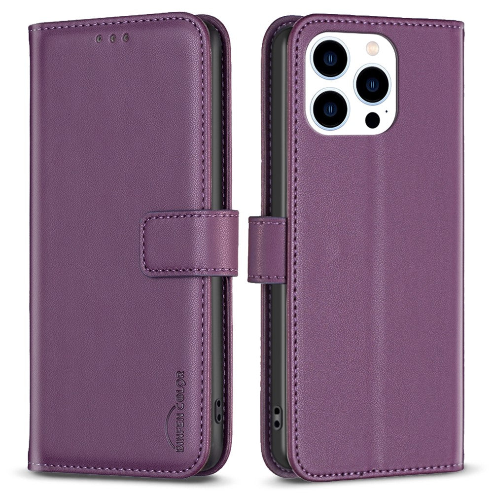 BINFEN COLOR BF17 For iPhone 14 Pro Magnetic Phone Case Wallet Leather Phone Cover with Stand Function