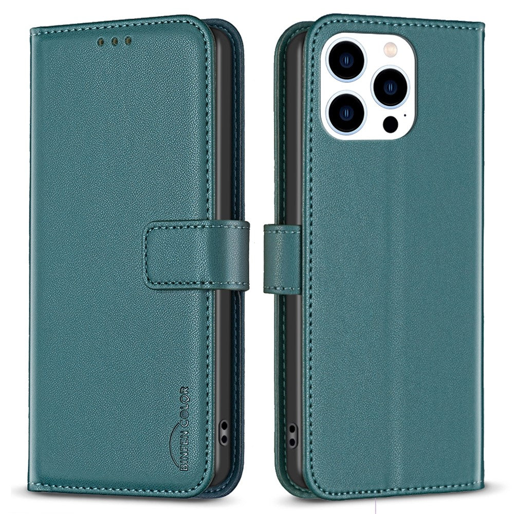 BINFEN COLOR BF17 For iPhone 14 Pro Magnetic Phone Case Wallet Leather Phone Cover with Stand Function