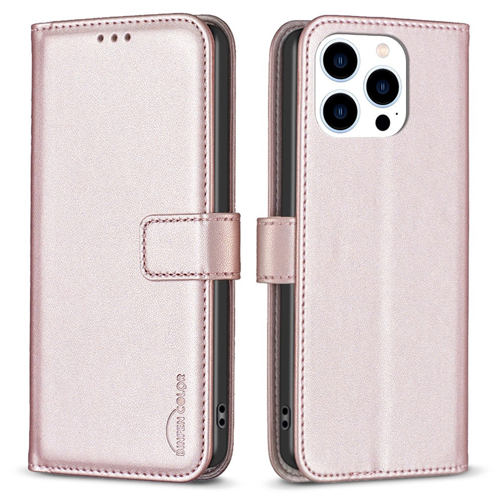 BINFEN COLOR BF17 For iPhone 14 Pro Magnetic Phone Case Wallet Leather Phone Cover with Stand Function
