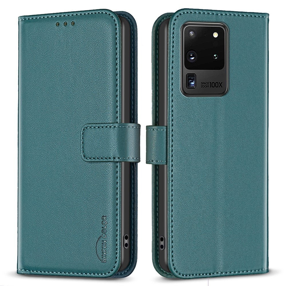 BINFEN COLOR BF17 TPU+PU Leather Phone Cover for Samsung Galaxy S20 Ultra Stand Magnetic Phone Case Wallet