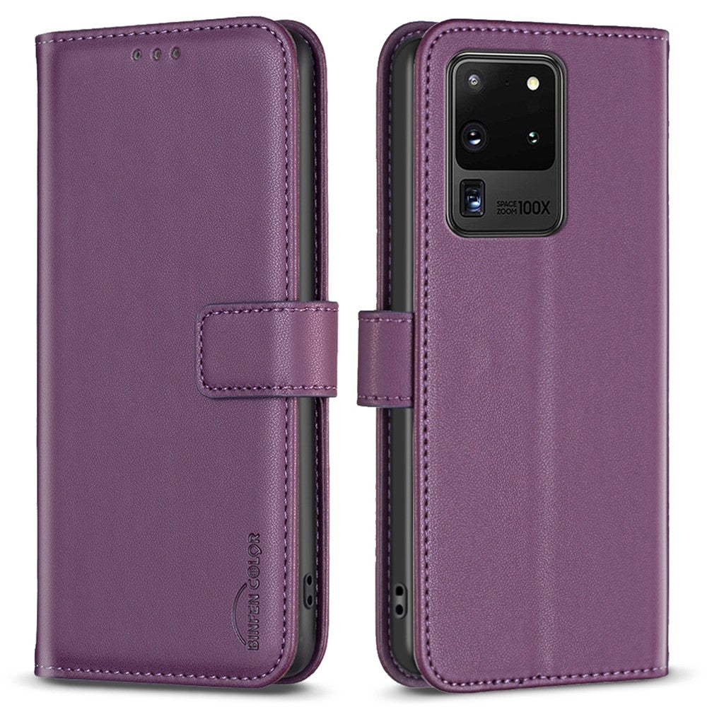 BINFEN COLOR BF17 TPU+PU Leather Phone Cover for Samsung Galaxy S20 Ultra Stand Magnetic Phone Case Wallet