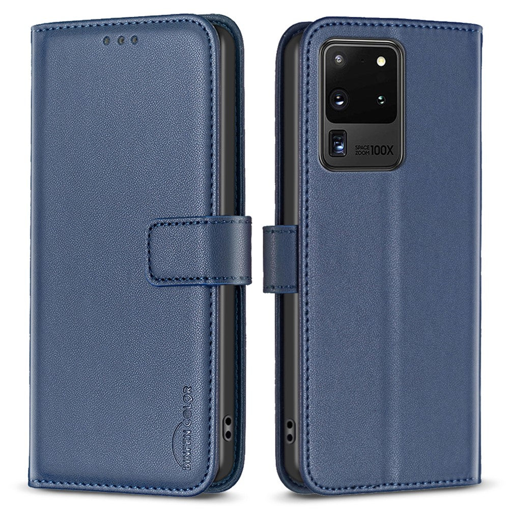 BINFEN COLOR BF17 TPU+PU Leather Phone Cover for Samsung Galaxy S20 Ultra Stand Magnetic Phone Case Wallet