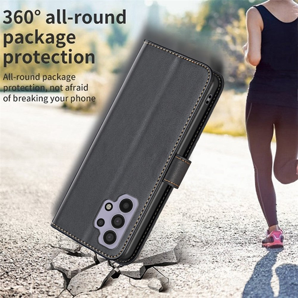 BINFEN COLOR BF17 Leather Case for Samsung Galaxy A32 4G (EU Version) Stand Wallet Cell Phone Cover