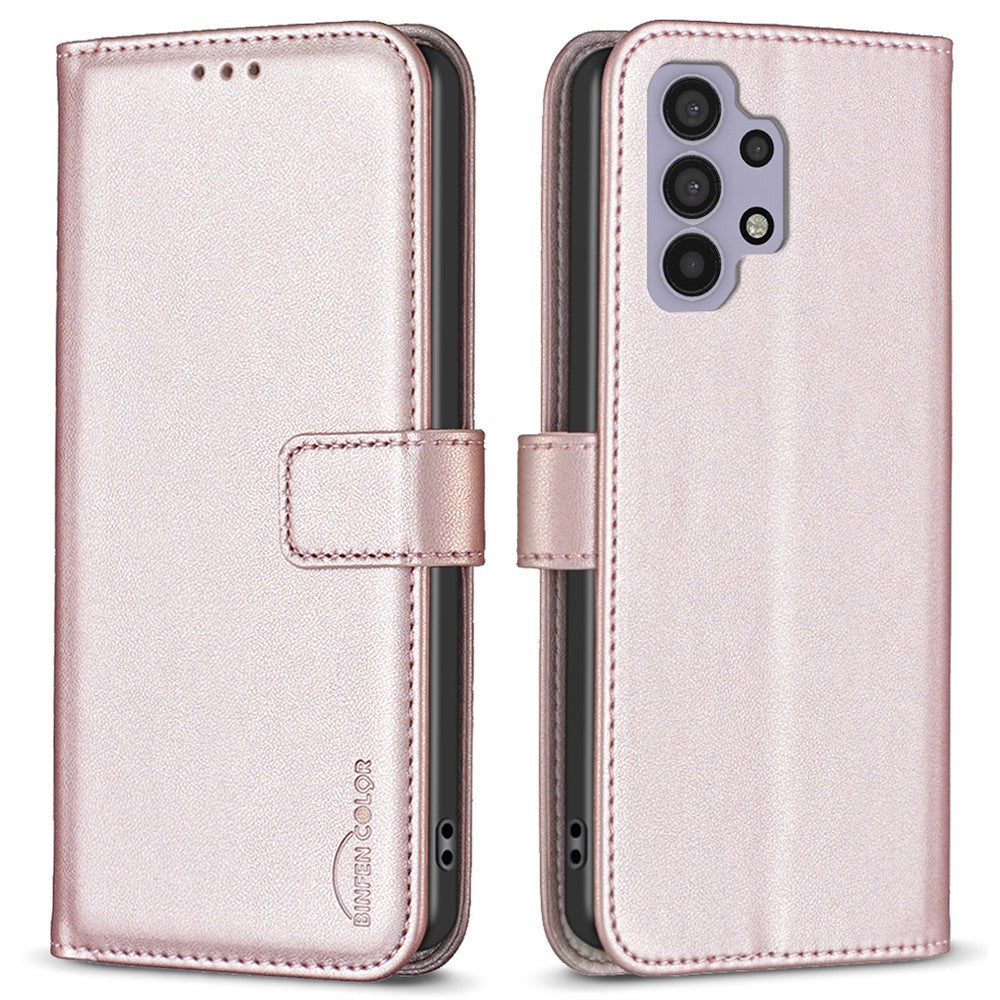 BINFEN COLOR BF17 Leather Case for Samsung Galaxy A32 4G (EU Version) Stand Wallet Cell Phone Cover