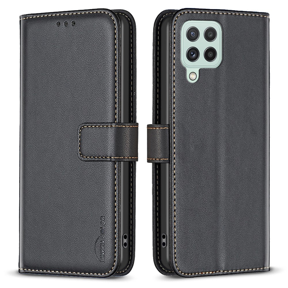 BINFEN COLOR BF17 For Samsung Galaxy A22 4G (EU Version) Wallet Phone Cover PU Leather Stand Case