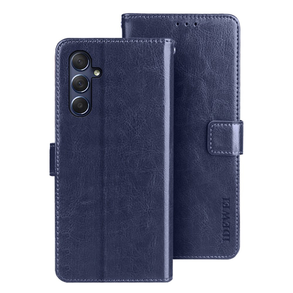 IDEWEI ridsefast læderpungcover til Samsung Galaxy M54 5G / F54 5G med Crazy Horse-struktur og støttefunktion