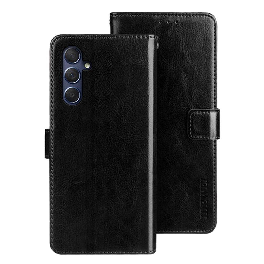 IDEWEI ridsefast læderpungcover til Samsung Galaxy M54 5G / F54 5G med Crazy Horse-struktur og støttefunktion