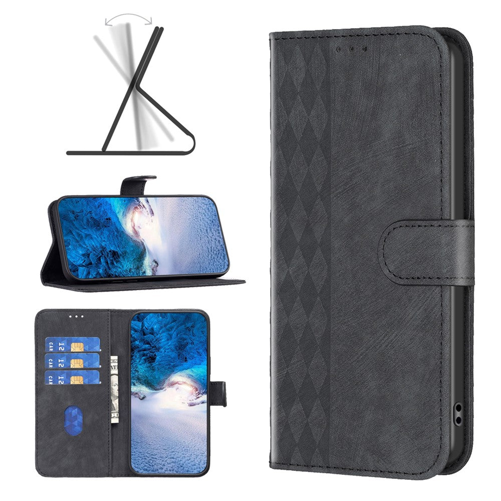 For Xiaomi Redmi Note 11 4G (Qualcomm) / Note 11S 4G Leather Phone Case Imprinting Grid Wallet Stand Shell