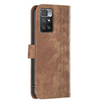 For Xiaomi Redmi Note 11 4G (MediaTek) / Redmi 10 4G (2021) / Redmi 10 2022 4G / 10 Prime Imprinting Grid Wallet Stand Phone Leather Case